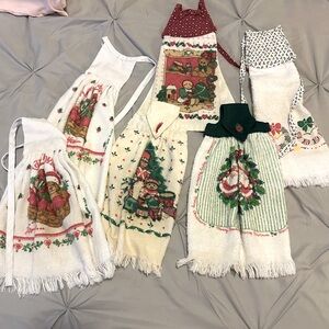 Vintage Terry Hanging Kitchen Dish Towel Christmas - lot of 6